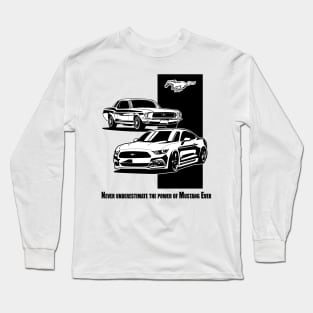 Ford Mustang first generation and latest model illustration graphics Long Sleeve T-Shirt
